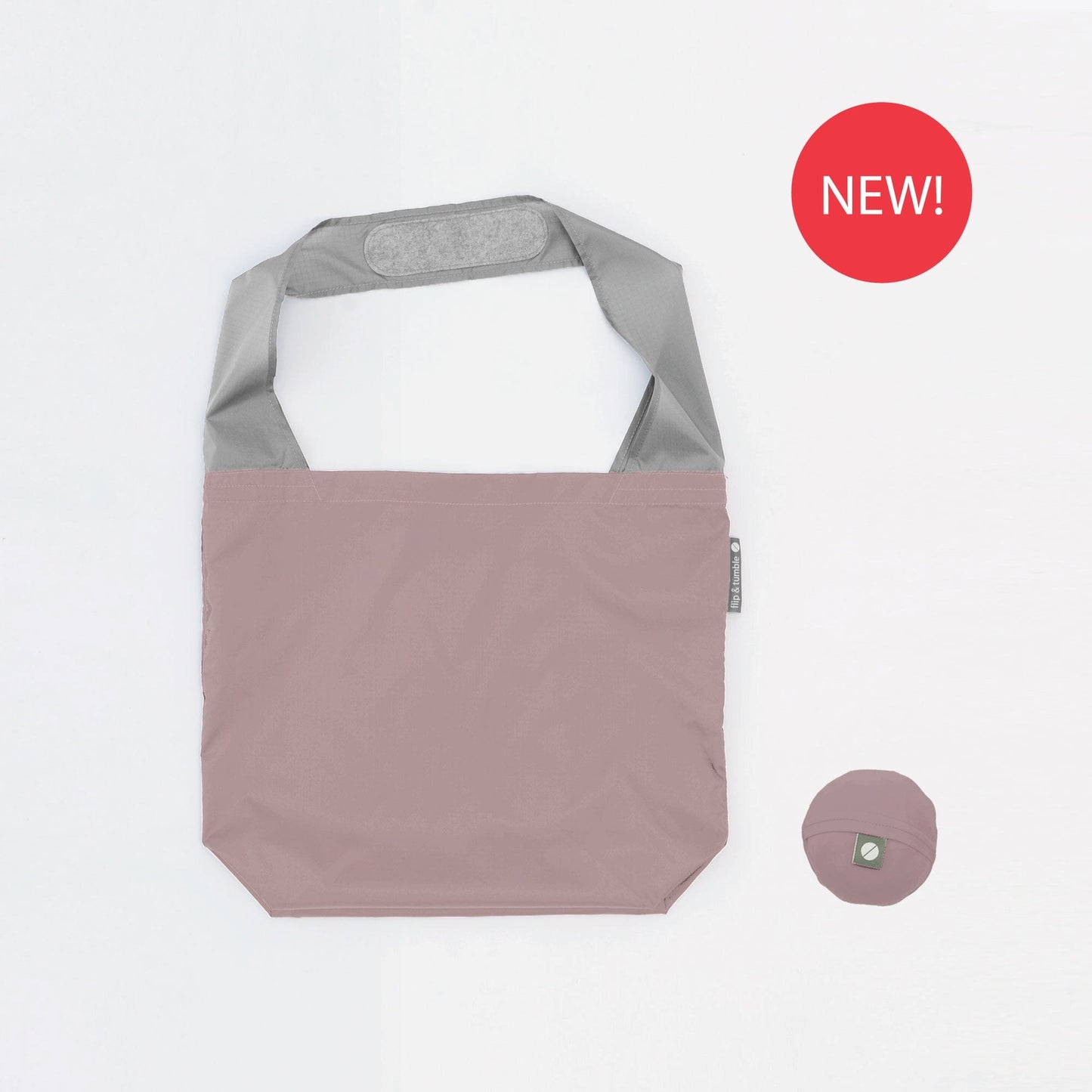 24-7 bag - flip & tumble - packable shopping bag, stylish reusable bag pink