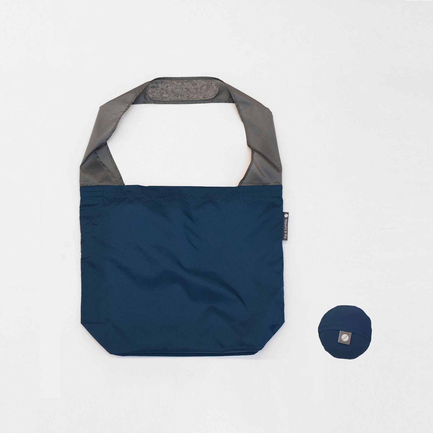 Navy 24-7 bag - flip & tumble - packable shopping bag, stylish reusable bag